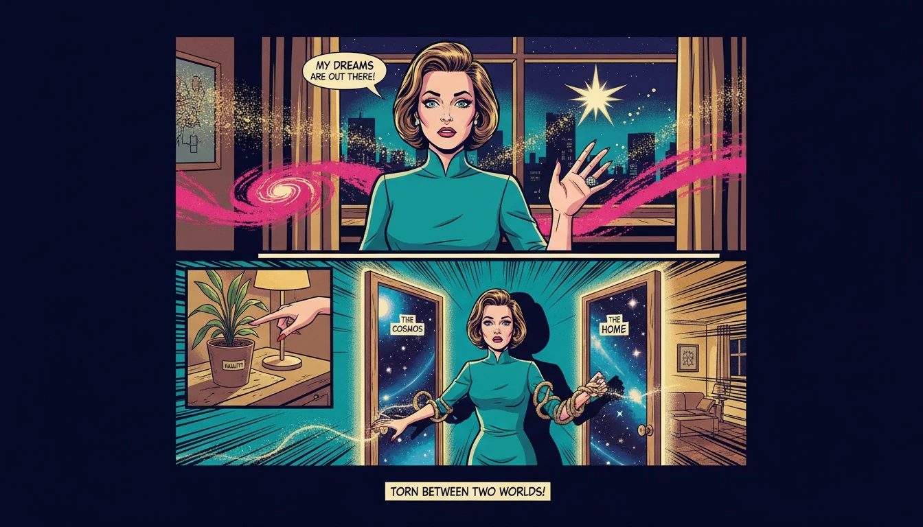 A symbolic representation of the dark side of intuitive types, where a glowing celestial figure neglects the grounded reality of their surroundings. filename: dark-side-of-intuitive-types-bestie-ai.webp