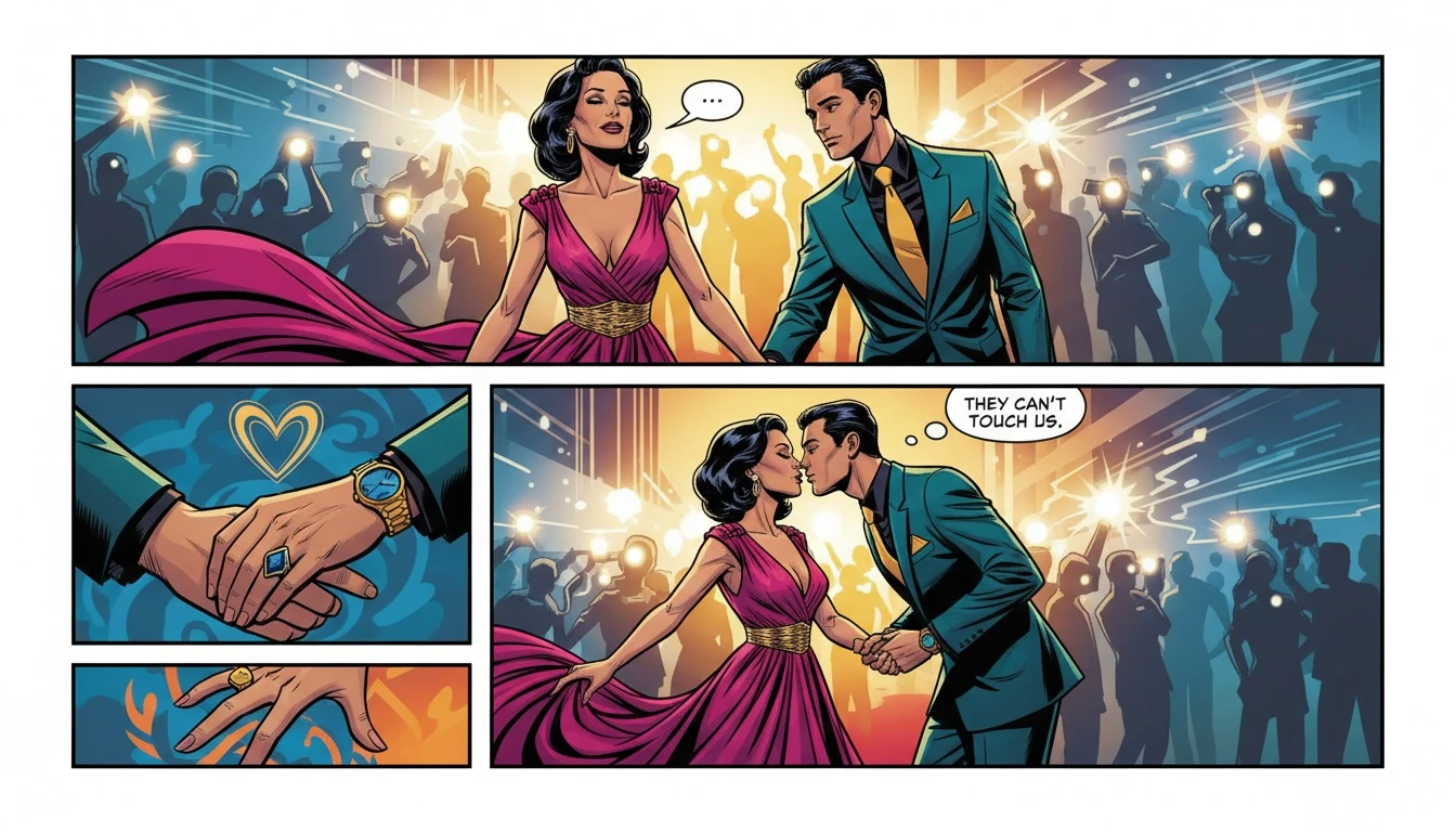 A loving couple challenging dating norms height difference on the red carpet, symbolizing confidence and connection beyond societal standards. Filename: dating-norms-height-difference-bestie-ai.webp