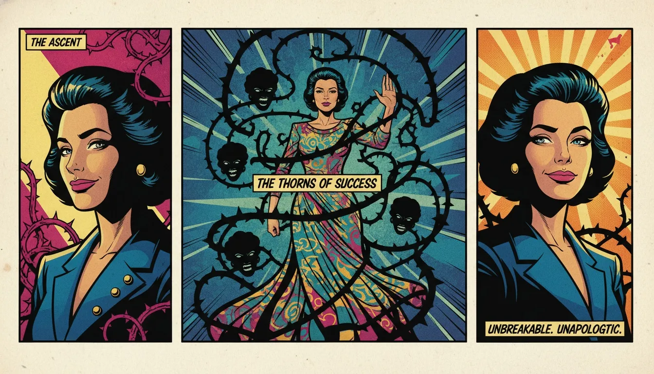 A powerful visual metaphor for dealing with backlash for being an assertive woman, showing a confident woman's face half in light and half in shadow to symbolize strength amidst criticism. Filename: dealing-with-backlash-for-being-an-assertive-woman-bestie-ai.webp