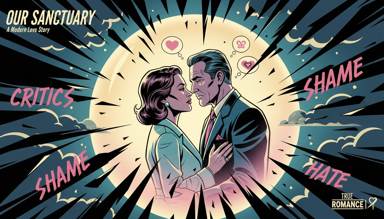 A couple maintaining a united front while defending partner from criticism in a symbolic protective light-defending-partner-from-criticism-bestie-ai.webp