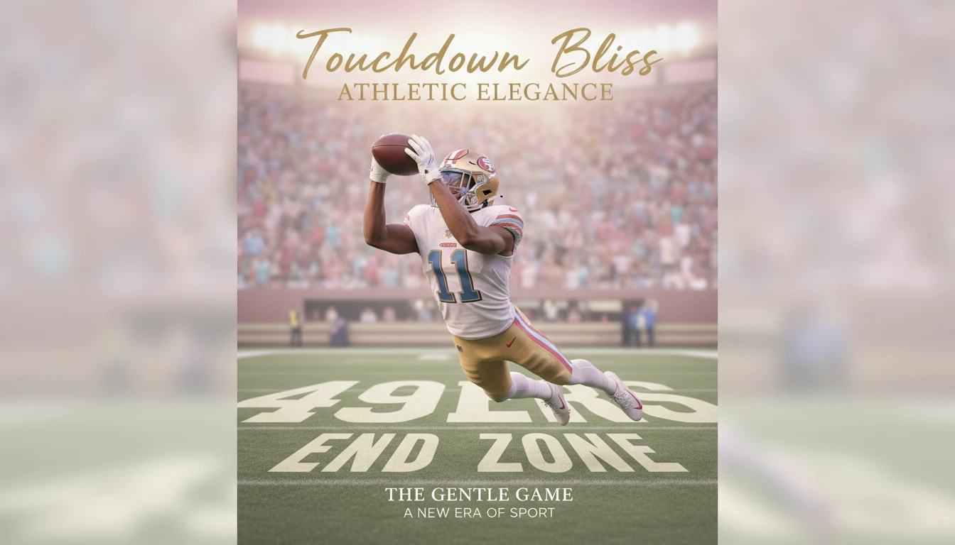 A dynamic action photo showing DeMarcus Robinson making a clutch touchdown catch for the 49ers, highlighting his impact as a key offensive player. Filename: demarcus-robinson-49ers-stats.webp