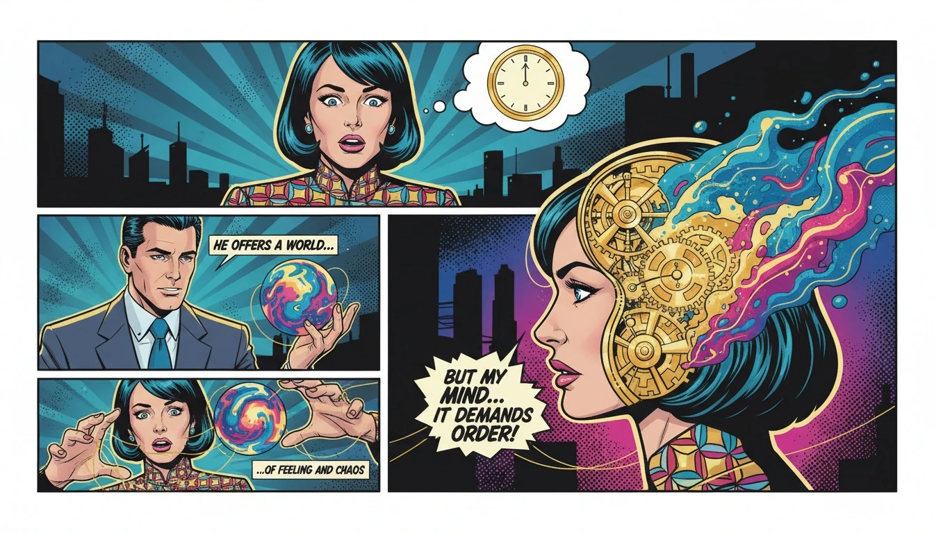 A symbolic image illustrating the difference between ti and fi cognitive functions, showing a brain split between logical gears and emotional nebulae. Filename: difference-between-ti-and-fi-bestie-ai.webp