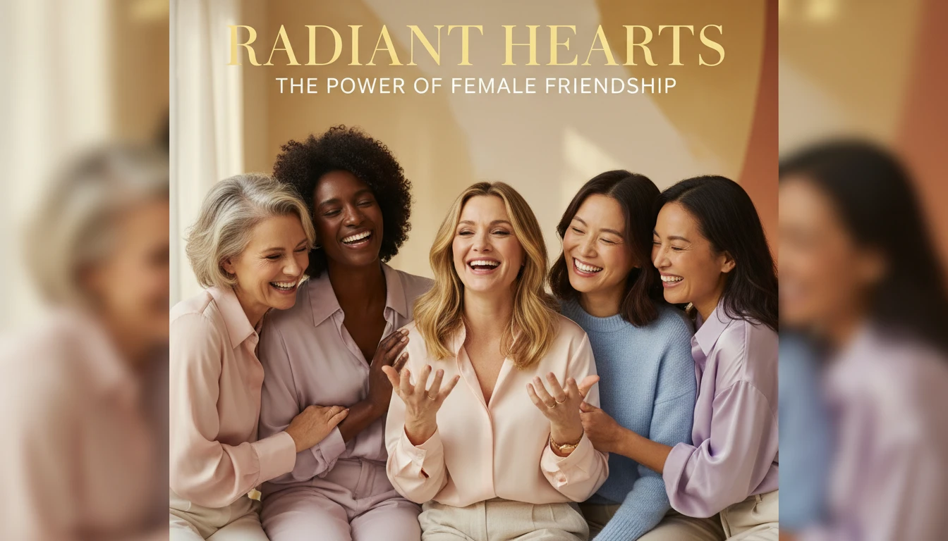 A group of diverse, empowered women, inspired by Drew Barrymore's menopause conversation, sharing stories and finding community. The image represents destigmatizing menopause and positive aging. Filename: drew-barrymore-menopause-conversation-bestie-ai.webp