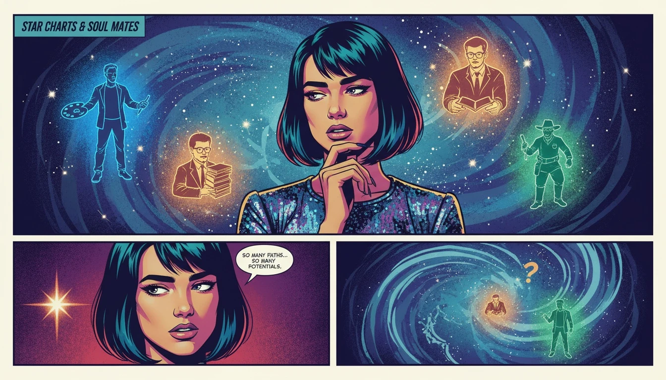 A symbolic image exploring the concept of finding an ideal match, answering the fan question about a potential Dua Lipa boyfriend through archetypes and astrology. Filename: dua-lipa-boyfriend-bestie-ai.webp