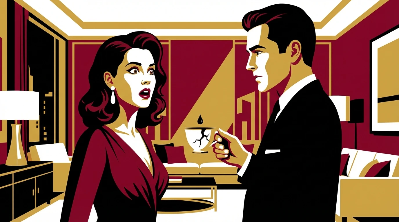 A porcelain teacup, symbolizing a relationship, shows a subtle crack, illustrating one of the early warning signs of an abusive relationship. Filename: early-warning-signs-of-an-abusive-relationship-bestie-ai.webp