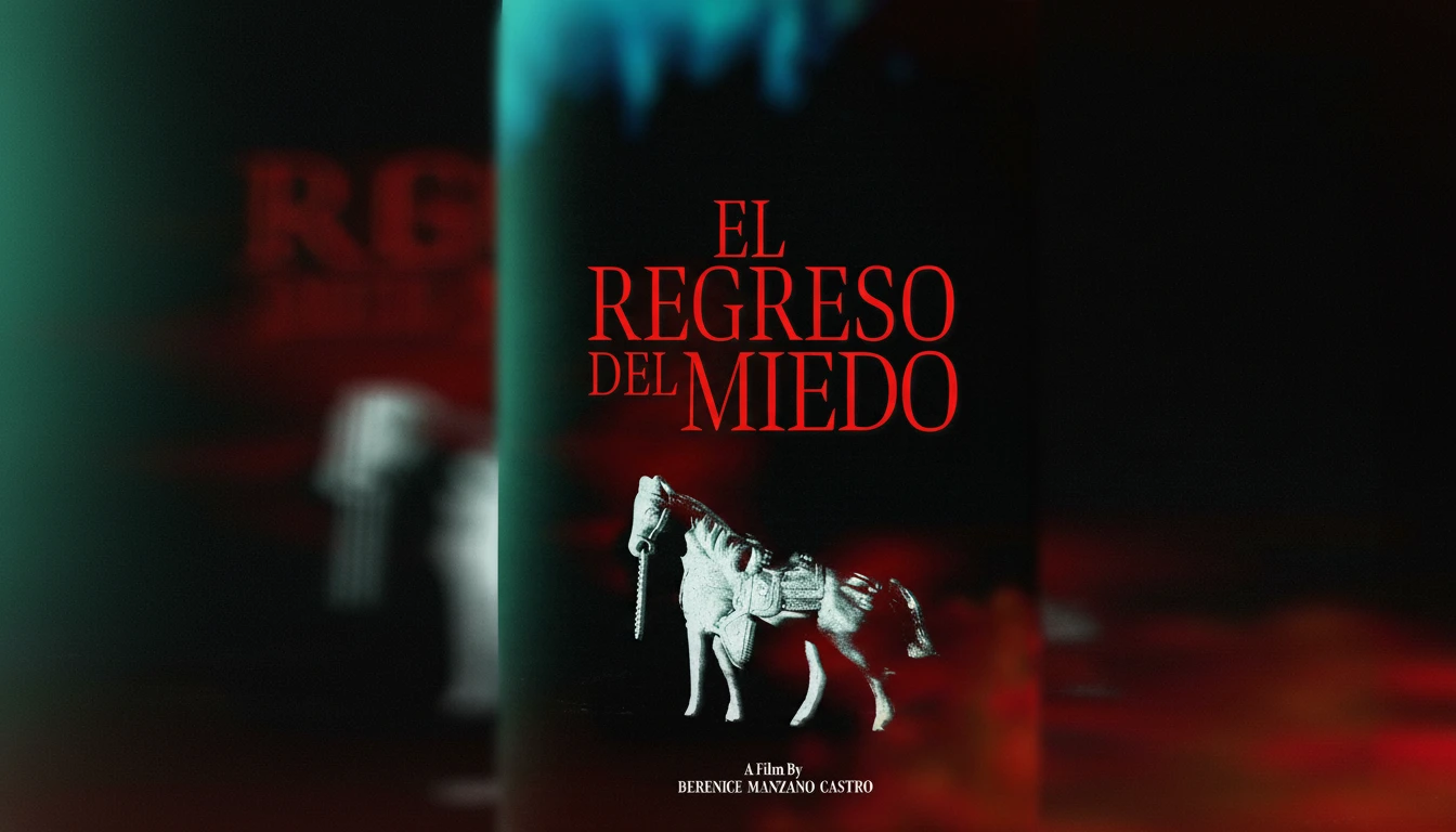 Una mujer y un hombre con un niño pequeño, con un lobo en el fondo, representando el drama de hombres lobo El Regreso Del Alfa.