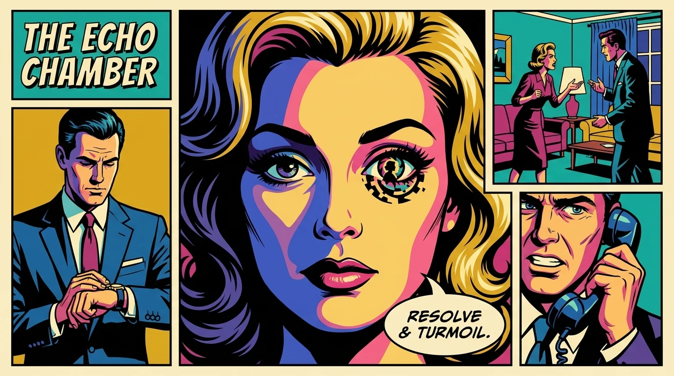 A close-up image illustrating the Elizabeth Olsen acting technique, where a woman's eye conveys a world of complex emotion through subtle microexpressions. Filename: elizabeth-olsen-acting-technique-bestie-ai.webp