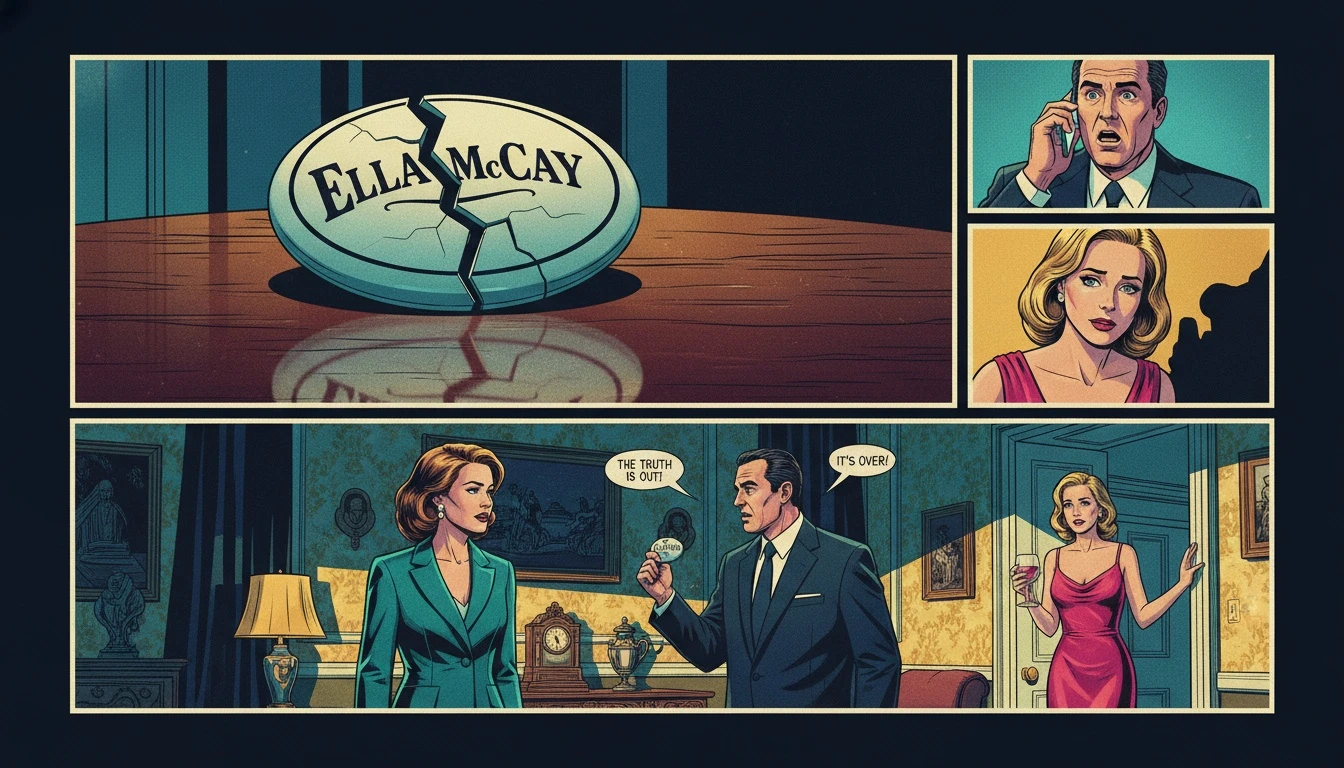 A cracked campaign button for the film, symbolizing how the Ella McCay plot twist explained the shattering of political and personal ideals. Filename: ella-mccay-plot-twist-explained-bestie-ai.webp