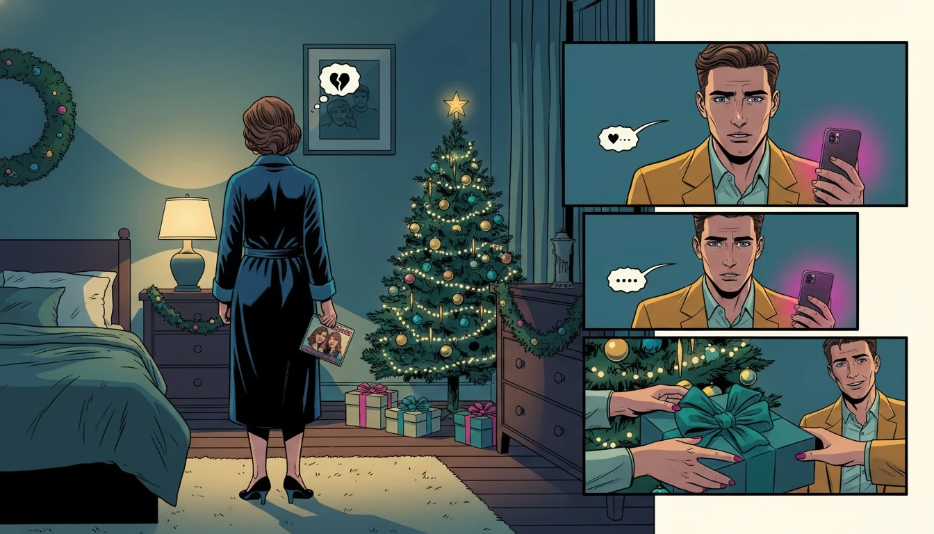 A poignant depiction of the heartbreak shown by Emma Thompson in Love Actually, symbolizing the quiet pain of a marital crisis. emma-thompson-love-actually-character-analysis-bestie-ai.webp