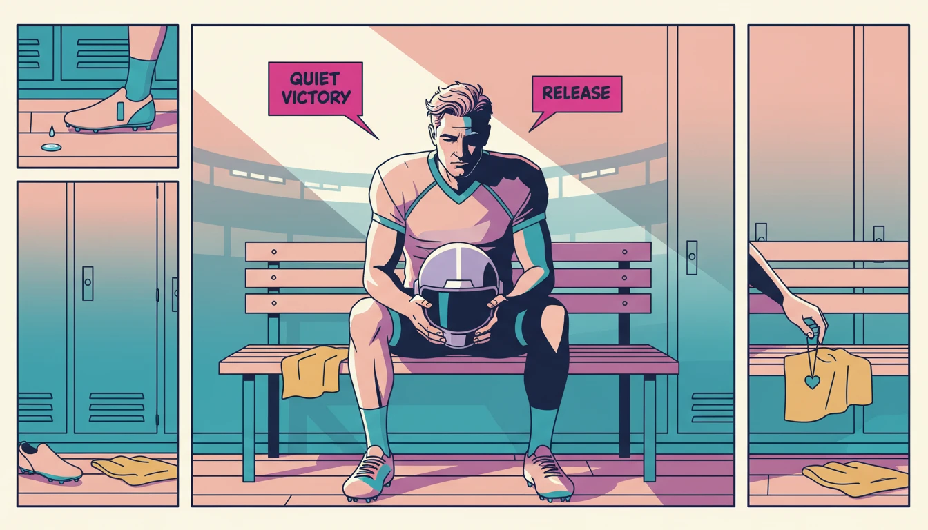 A professional athlete reflecting on the emotional labor in professional life after a high-stakes game. efton-chism-iii-bestie-ai.webp