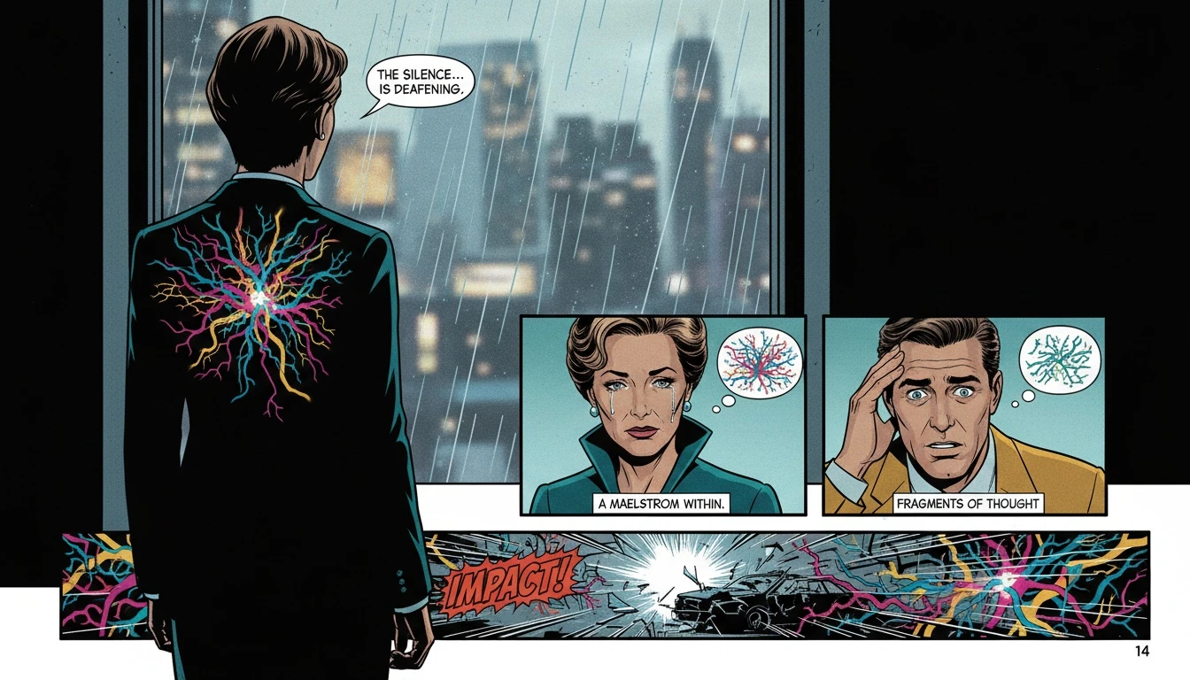 A person's silhouette containing a glowing network of neurons, illustrating the complex emotional side effects of a concussion that are often invisible to others. File: emotional-side-effects-of-a-concussion-bestie-ai.webp