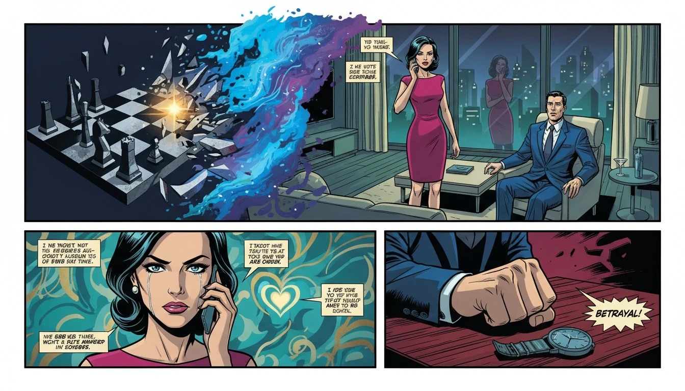 A symbolic image representing ENTJ personality development, showing a logical chessboard merging with a cosmic nebula, illustrating the journey from raw logic to integrated vision. Filename: entj-personality-development-bestie-ai.webp