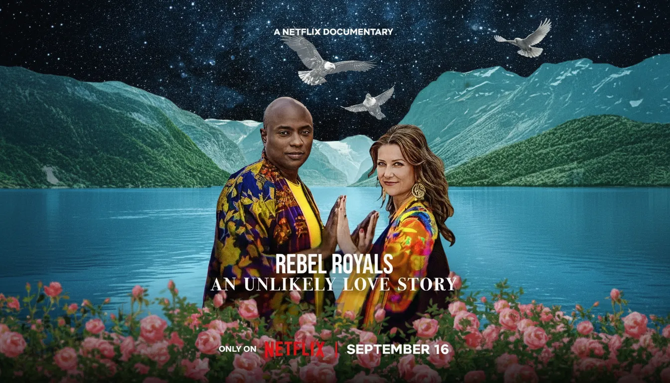 A dramatic still from Error De Origen, Amor Real, featuring a determined woman and an intense-looking man, symbolizing their tumultuous love story.