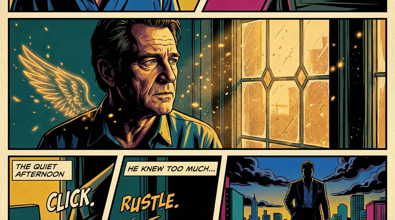 A symbolic image representing Ethan Hawke spiritual beliefs, showing a thoughtful man in soft light with ethereal, wing-like dust motes suggesting a guardian angel or intuition. Titled ethan-hawke-spiritual-beliefs-bestie-ai.webp.