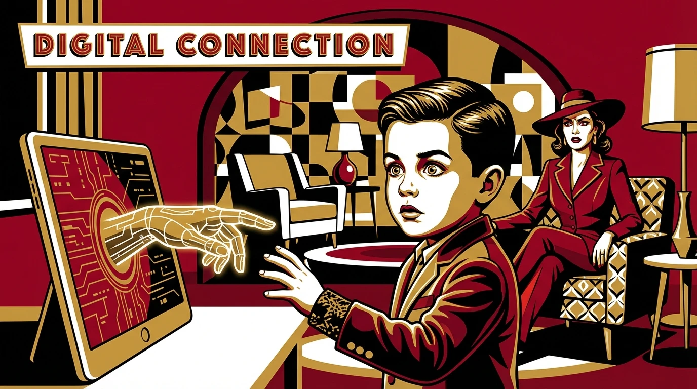 A child's hand touching a screen, illustrating the complex relationship and ethical concerns of AI therapy for autism. Filename: ethical-concerns-of-ai-therapy-for-autism-bestie-ai.webp