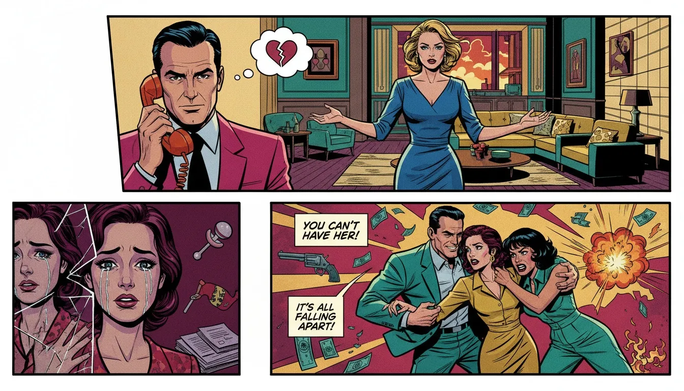 A wooden mobile representing family systems theory and addiction, where one tangled figure disrupts the balance of the whole family structure. family-systems-theory-and-addiction-bestie-ai.webp