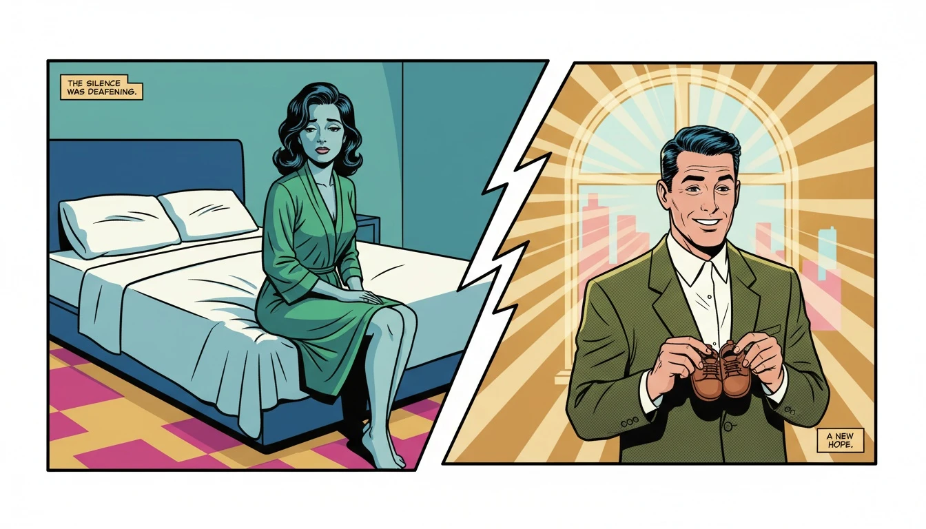 A woman sitting in shadows while her partner stands in sunlight, illustrating the feeling guilty for not being happy during pregnancy-bestie-ai.webp