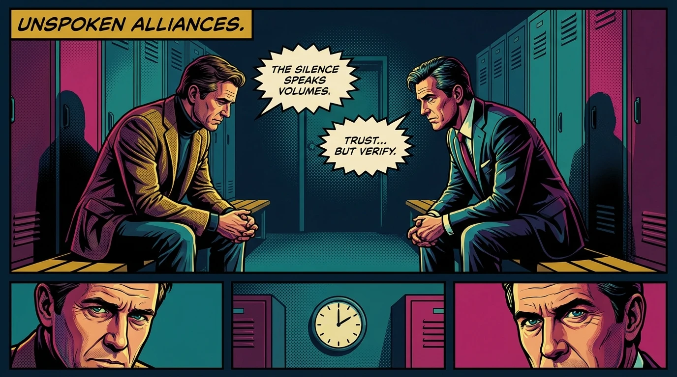 A dramatic image symbolizing the intense on-screen François Arnaud and Connor Storrie relationship in Heated Rivalry, showing two actors conveying deep connection through subtle glances. Filename: francois-arnaud-connor-storrie-relationship-bestie-ai.webp