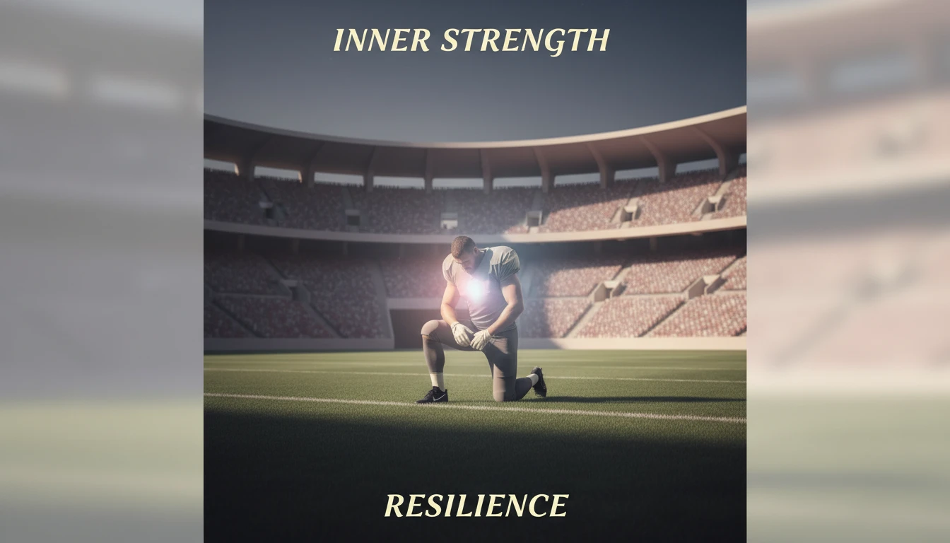 A symbolic image representing the internal psychological battle Fred Warner faces, exploring the psychology of recovering from sports injury and finding inner strength. fred-warner-injury-psychology-bestie-ai.webp