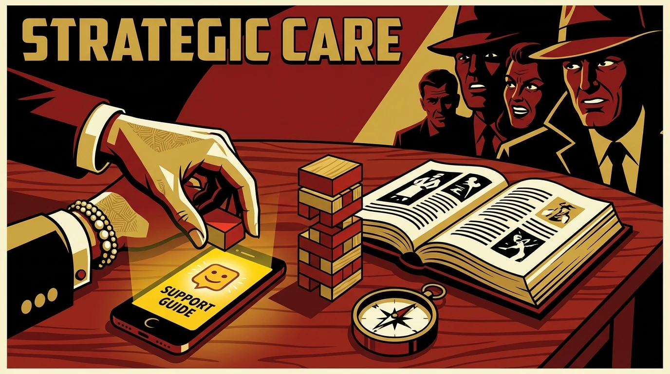 A parent's hands assembling a supportive toolkit, illustrating the process of choosing the right free AI therapy apps for autistic children alongside other resources. Filename: free-ai-therapy-apps-for-autistic-children-bestie-ai.webp