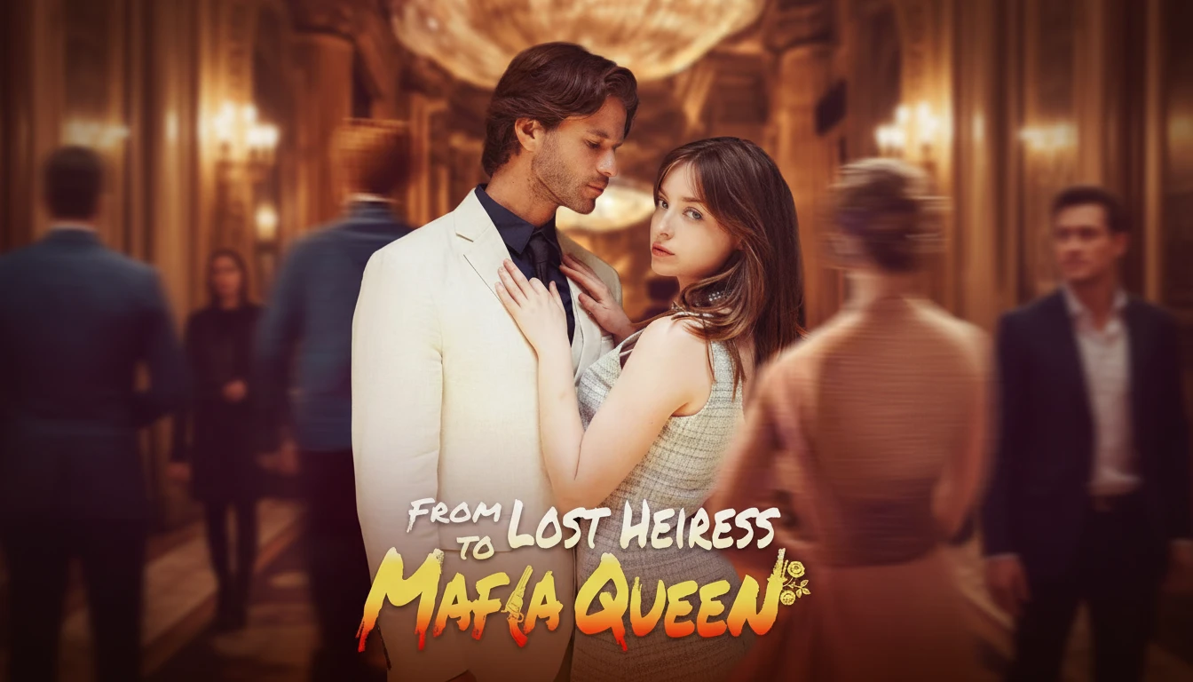 A dramatic still from 'From Lost Heiress To Mafia Queen' featuring Emma and Lucien, capturing the intense romance and power dynamics.
