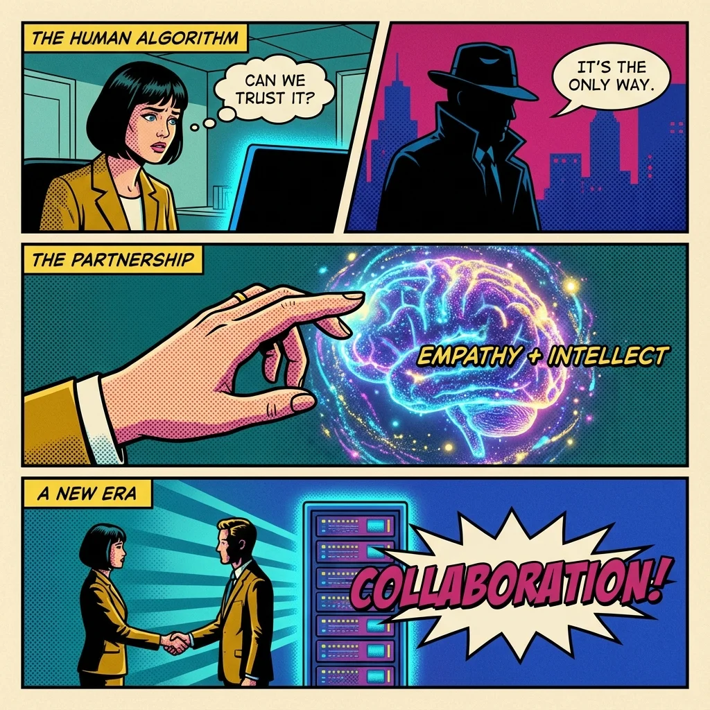 A human hand guiding a digital brain, representing the collaborative future of psychology careers with AI where empathy directs technology. Filename: future-of-psychology-careers-with-ai-bestie-ai.webp