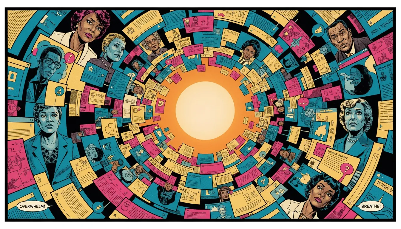 A symbolic image representing an honest headspace app review Reddit users discuss: a central, calm orange orb of meditation surrounded by the chaos of app feature bloat. headspace-app-review-reddit-bestie-ai.webp