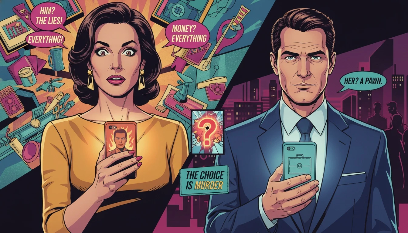 A person contemplates the choice of headspace vs calm for anxiety, represented by two glowing phone screens with different aesthetics, illustrating a meditation app comparison. headspace-vs-calm-for-anxiety-bestie-ai.webp