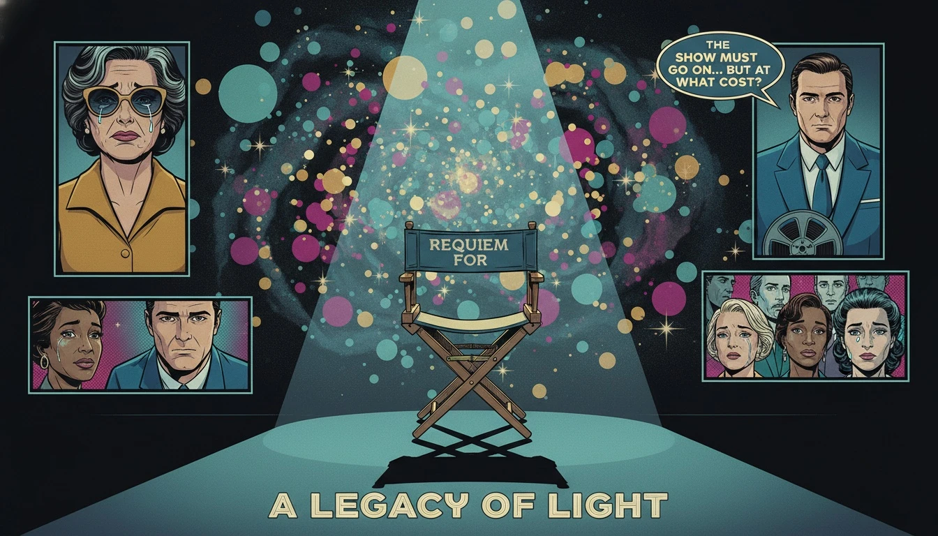 An empty director's chair under a spotlight, symbolizing the collective grief seen in the Hollywood reactions to Rob Reiner death. Filename: hollywood-reactions-to-rob-reiner-death-bestie-ai.webp