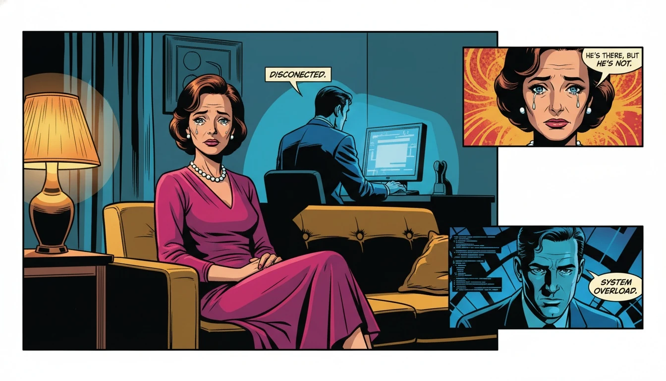 A woman feeling lonely as she considers how much gaming is too much in a relationship while her boyfriend focuses on his computer. how-much-gaming-is-too-much-in-a-relationship-bestie-ai.webp