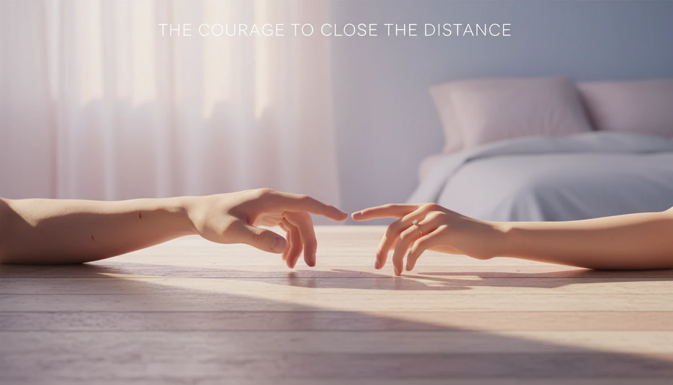 Two hands reaching across a gap, symbolizing the challenge of learning how to communicate feeling neglected in a relationship and the hope of reconnecting. filename: how-to-communicate-feeling-neglected-in-a-relationship-bestie-ai.webp