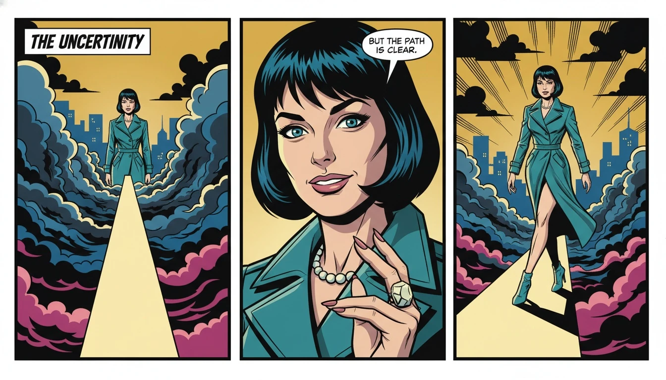 A visual representation of how to cope with uncertainty, showing a person finding a clear, glowing path through a chaotic fog. how-to-cope-with-uncertainty-bestie-ai.webp