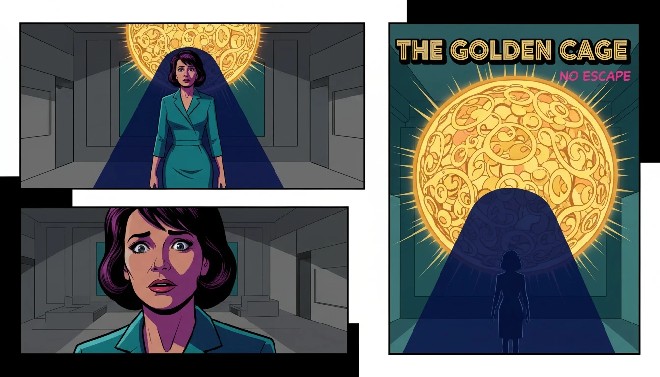 A visual representation of how to deal with pressure to succeed, showing a person overwhelmed by a massive golden orb of 'potential' hanging over them. Filename: how-to-deal-with-pressure-to-succeed-bestie-ai.webp