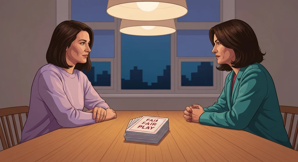 A couple learning how to divide emotional labor in marriage by reviewing a mental load checklist together how-to-divide-emotional-labor-in-marriage-bestie-ai.webp