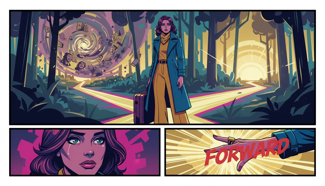 A symbolic image representing how to get over a breakup in your 20s, showing a person choosing a new, hopeful path forward after heartbreak. Filename: how-to-get-over-a-breakup-in-your-20s-bestie-ai.webp