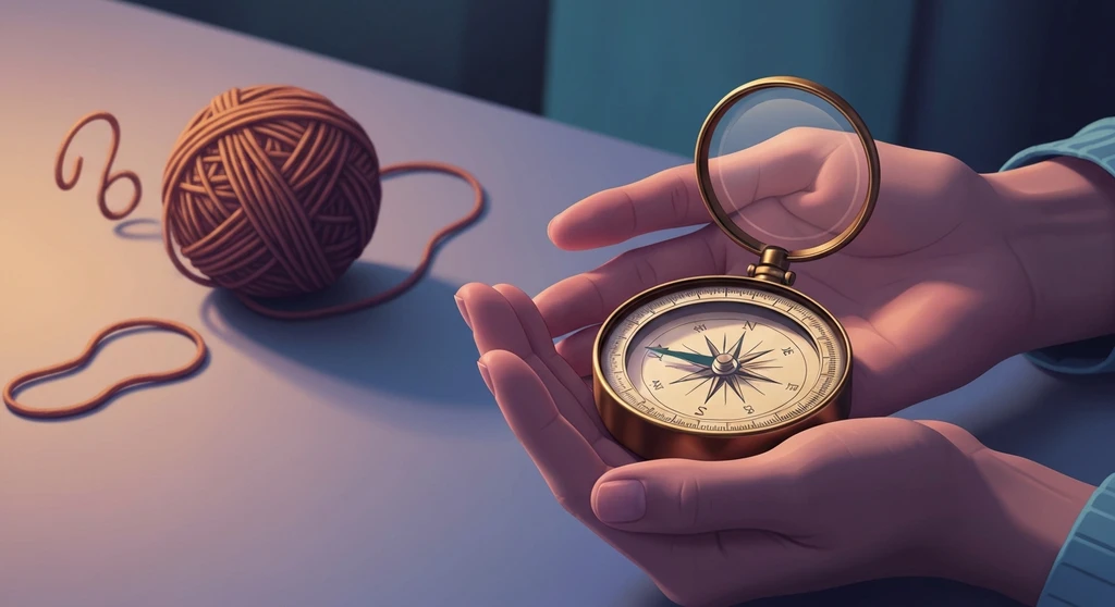 A symbolic image showing how to know if you're in a healthy relationship by finding clarity, represented by a glowing compass untangling emotional confusion. Filename: how-to-know-if-youre-in-a-healthy-relationship-bestie-ai.webp