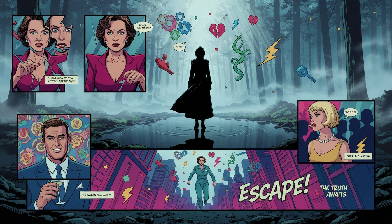 A person reflects on how to know my real mbti type, surrounded by symbolic representations of cognitive functions in a mysterious forest. File: how-to-know-my-real-mbti-type-bestie-ai.webp