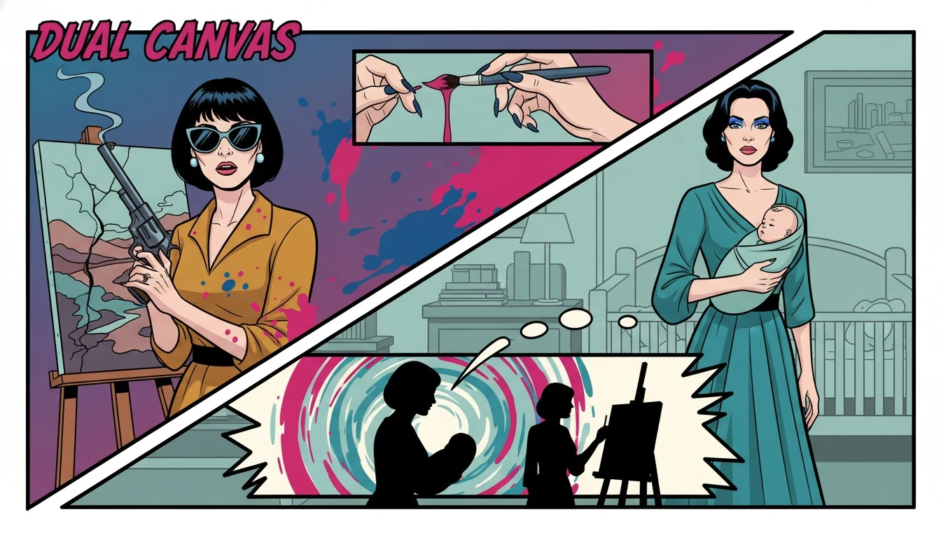 how-to-not-lose-your-identity-motherhood-bestie-ai.webp - A symbolic representation of a woman balancing her identity as a mother and her personal passions.