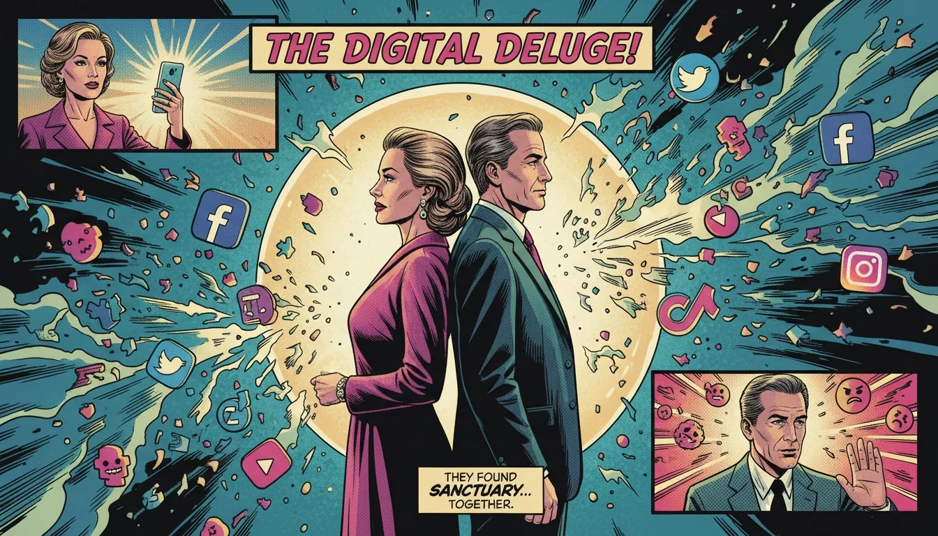 A visual guide on how to protect your relationship from social media, showing a couple safe inside a protective bubble, illustrating unity against external pressures. how-to-protect-your-relationship-from-social-media-bestie-ai.webp