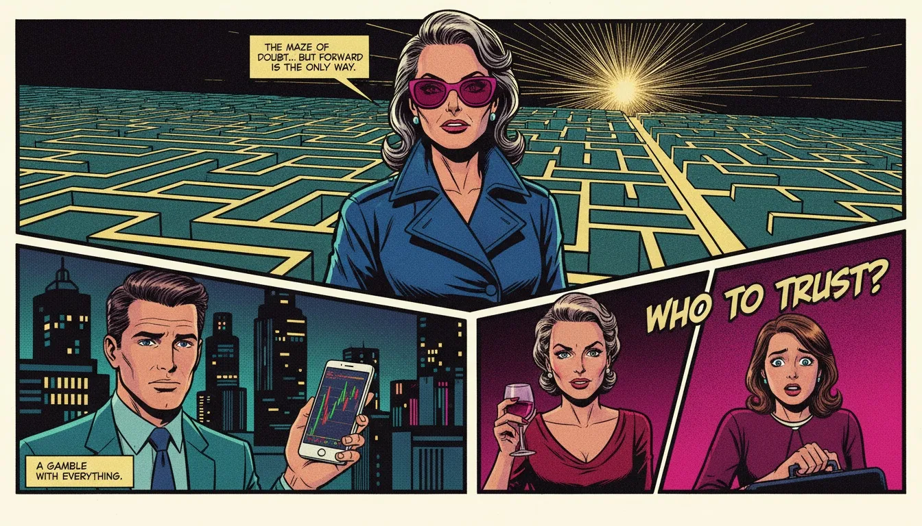 A person standing before a complex maze, illustrating how to recognize opportunities in life by finding the single illuminated path forward. Filename: how-to-recognize-opportunities-in-life-bestie-ai.webp