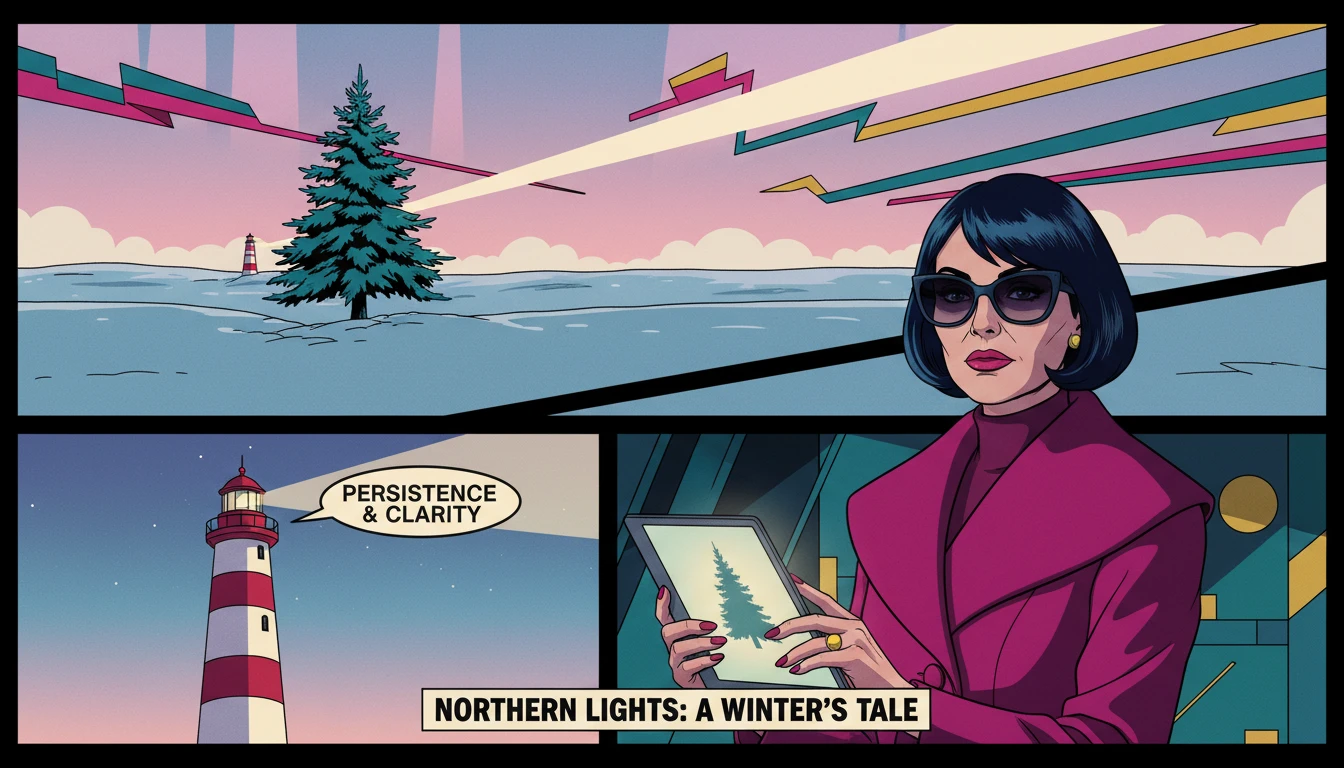 A resilient evergreen tree in a snowy field at twilight, representing how to stay consistent with goals-bestie-ai.webp