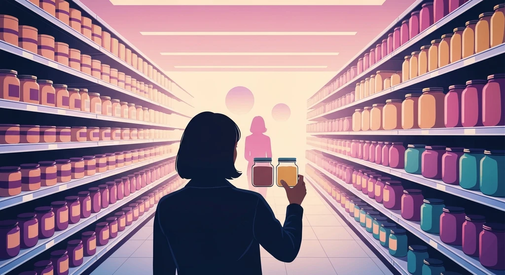 A person experiencing decision fatigue in a store, illustrating how to stop overthinking small things - how-to-stop-overthinking-small-things-bestie-ai.webp