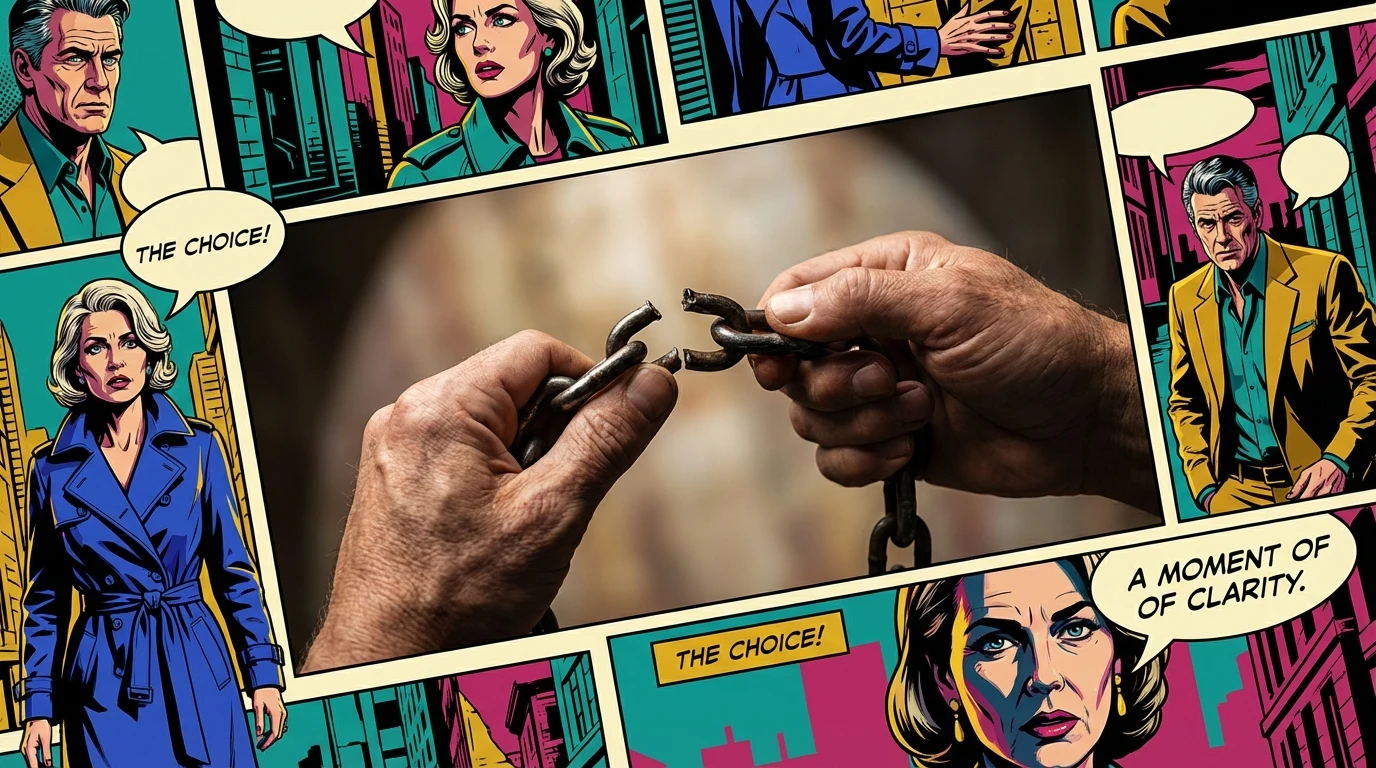 A close-up of hands finding a way on how to stop repeating negative patterns by breaking a single link in a chain, symbolizing personal growth and breaking free from self-sabotaging behaviors. Filename: how-to-stop-repeating-negative-patterns-bestie-ai.webp