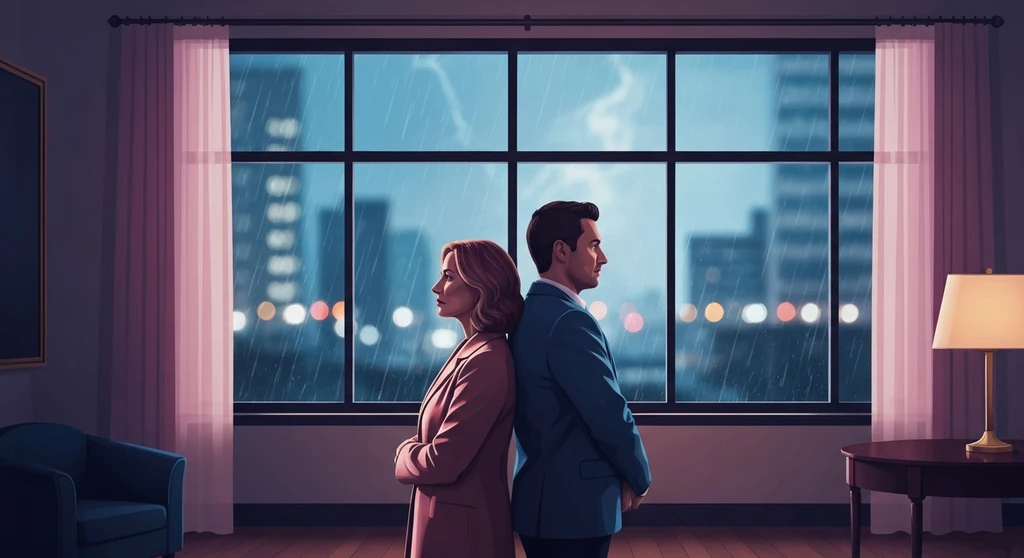 A resilient couple representing how to support your partner through a public crisis, standing strong together against an external storm. how-to-support-your-partner-through-a-public-crisis-bestie-ai.webp