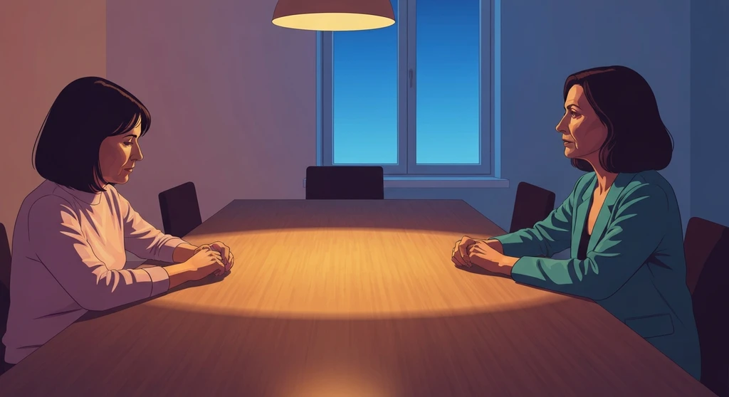 how-to-talk-to-an-emotionally-unavailable-partner-bestie-ai.webp: A visually symbolic representation of two partners navigating emotional distance at a long table, highlighting communication challenges.