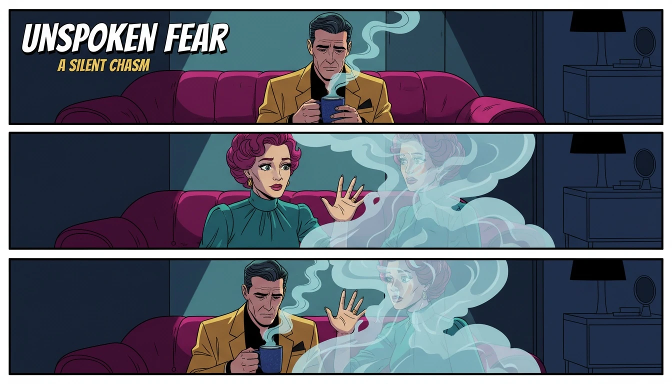 A couple having a serious conversation about how to tell my partner I have tokophobia, depicted with symbolic fog and intimate lighting in a how-to-tell-my-partner-I-have-tokophobia-bestie-ai.webp file.