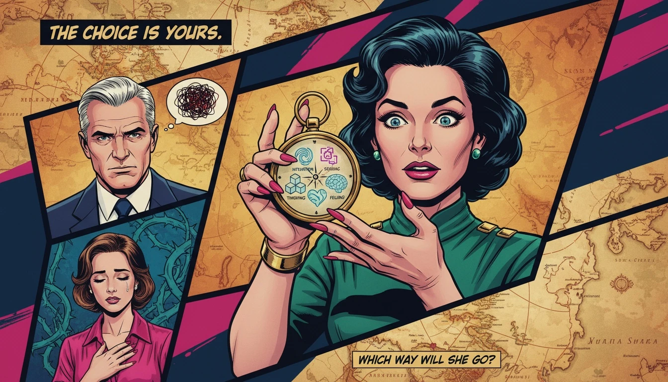 A symbolic compass representing how to use MBTI for personal growth, with hands guiding the way towards self-understanding and a better love life. Filename: how-to-use-mbti-for-personal-growth-bestie-ai.webp