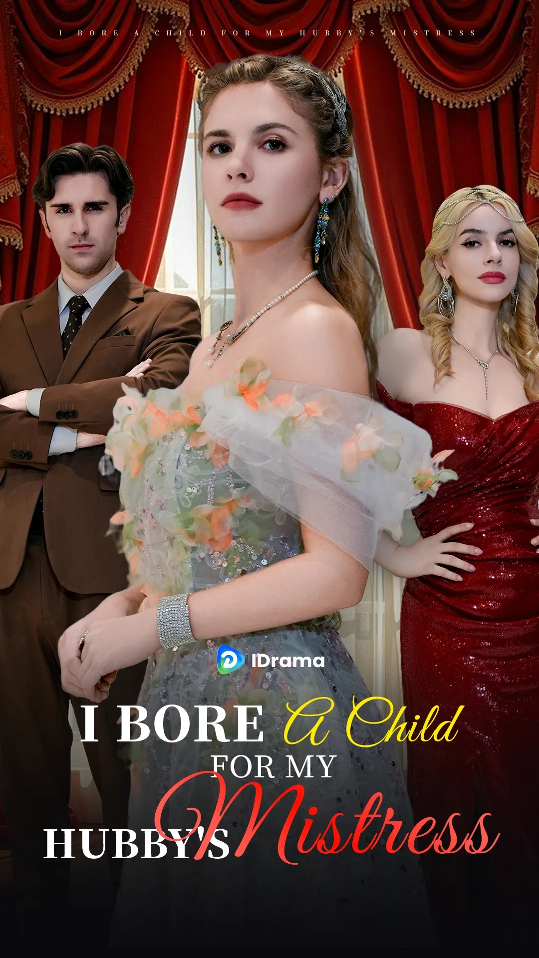 A dramatic scene from 'I Bore A Child For My Hubby'S Mistress' featuring a crying woman and a scheming couple, symbolizing betrayal and revenge in the short drama genre.
