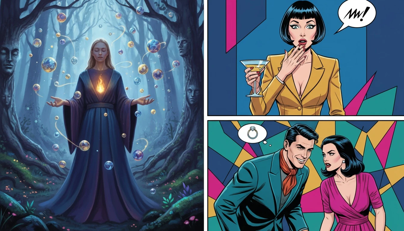 A symbolic representation of the INFP cognitive functions, showing a person with a glowing heart in a magical forest, which visualizes the inner world of the INFP personality. Filename: infp-cognitive-functions-guide-bestie-ai.webp