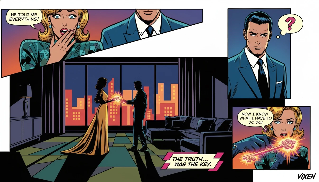 A symbolic image representing INFP relationship compatibility, showing one person giving another a glowing key to unlock their inner world. filename: infp-relationship-compatibility-bestie-ai.webp